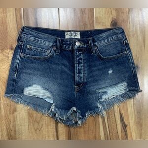 We The Free High Rise Denim Shorts Cut Off Button Fly Distressed Womens 27